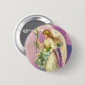 Victoriaans Easter Angel-Button Ronde Button 5,7 Cm (Voorkant /achterkant)