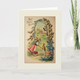 Victoriaans Easter Bunnies Wenskaart Feestdagen Kaart