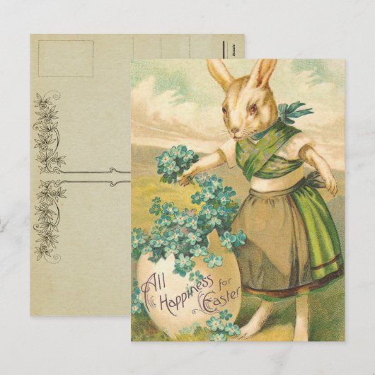 Victoriaans Easter Bunny Briefkaart (Voorkant / Achterkant)
