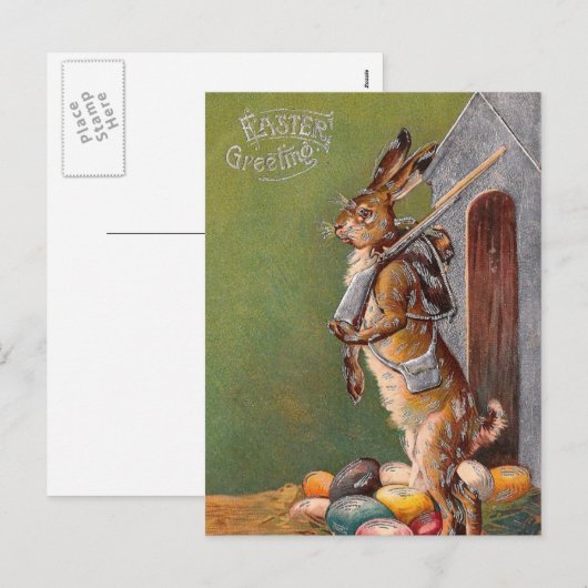 Victoriaans Easter Bunny Guard-pc Feestdagenkaart (Voorkant / Achterkant)