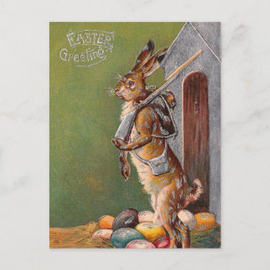 Victoriaans Easter Bunny Guard-pc Feestdagenkaart