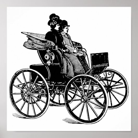 Victoriaans echtpaar man vrouw Carriage Wagon Art Poster (Voorkant)