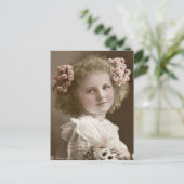 Victoriaans Edwardian Sepia Hand Tinted Briefkaart (Staand voorkant)