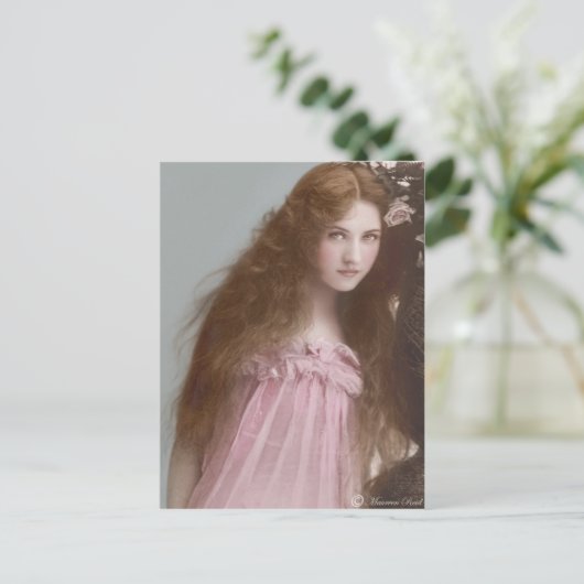 Victoriaans Edwardian Sepia Hand Tinted Briefkaart (Staand voorkant)