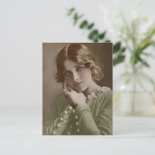 Victoriaans Edwardian Sepia Hand Tinted Briefkaart (Staand voorkant)