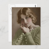 Victoriaans Edwardian Sepia Hand Tinted Briefkaart (Voorkant / Achterkant)