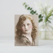 Victoriaans Edwardian Sepia Hand Tinted Briefkaart (Staand voorkant)