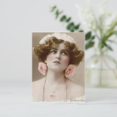 Victoriaans Edwardian Sepia Hand Tinted Briefkaart (Staand voorkant)