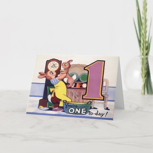  Victoriaans een jaar oude verjaardag Kaart (Voorkant)