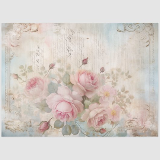  Victoriaans efemera blozen rozen chic Tissuepapier (Voorkant)