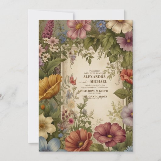 Victoriaans Elegance Wedding Kaart (Voorkant)