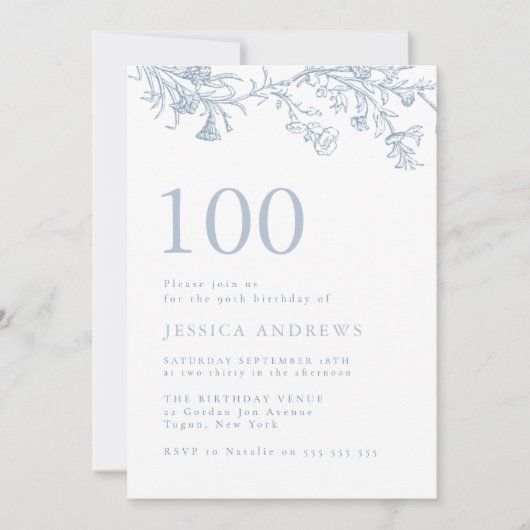  Victoriaans Elegant 100ste Verjaardag Kaart (Voorkant)