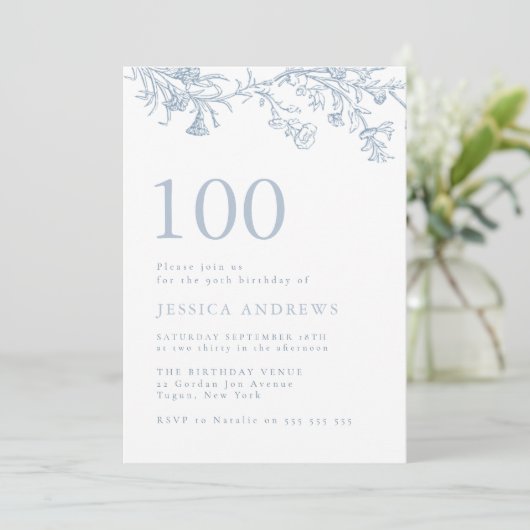  Victoriaans Elegant 100ste Verjaardag Kaart (Staand voorkant)