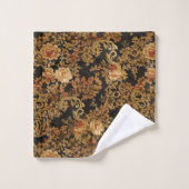 Victoriaans Elegant Bloemen Rozen Zwart Bad Handdoek (Wasdoekje)