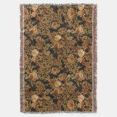 Victoriaans Elegant Bloemen Rozen Zwart Deken (Voorkant Verticaal)