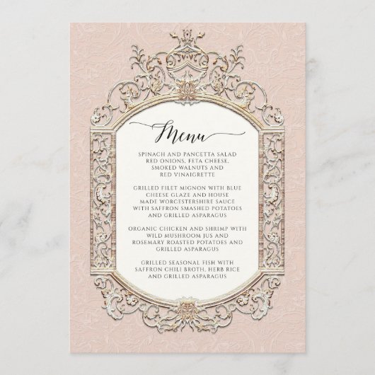 Victoriaans Elegant Blush Pink N Gold Menu (Voorkant)