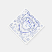  Victoriaans Elegant Crest Blue Toile Wedding Servet (Hoek)