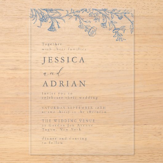  Victoriaans Elegant Huwelijk Acryl Uitnodigingen (Voorkant)