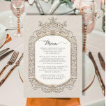 Victoriaans  Elegant Ivoor en Goud Menu<br><div class="desc">IVOOR,  ECRU CREAM & GOLD,  FORMELE DINER MENU VOOR BRUILOFT RECEPTIE OF VRIJGEZELLENFEEST. Klassiek en fantastisch ,  golden dimensionale look,  Victoriaans barok rococo lijst over een elegant  toon-op-toon damast patroon in ivoor en ecru dat grafisch is ontworpen door internationaal erkende artiest,  Audrey Jeanne Roberts ©</div>