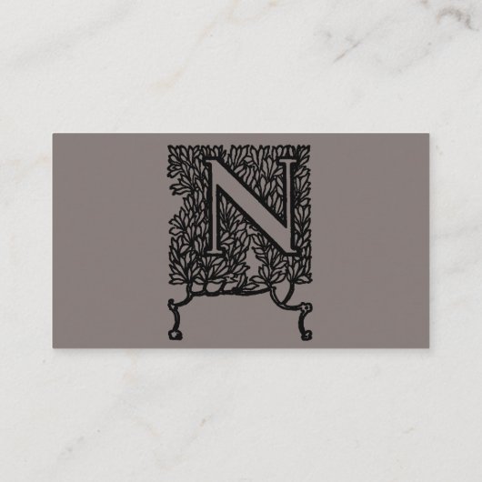  Victoriaans Elegant Monogram Letter N Visitekaartje (Achterkant)