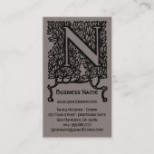  Victoriaans Elegant Monogram Letter N Visitekaartje (Voorkant)