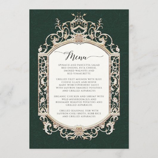 Victoriaans Elegant Smaragd Groen Goud Menu (Voorkant)