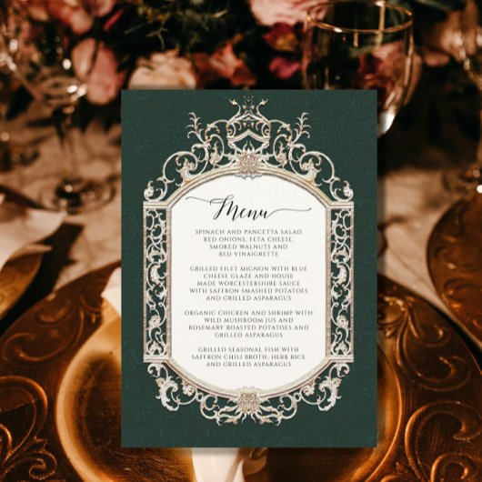 Victoriaans  Elegant Smaragd Groen Goud Menu