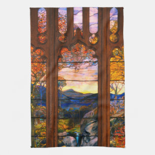 Victoriaans elegant venster Glas in lood Theedoek