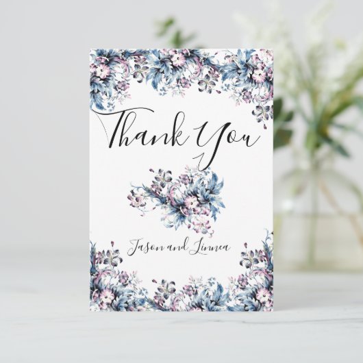 Victoriaans elegante bloemen in Artdeco-stijl Bedankkaart (Staand voorkant)