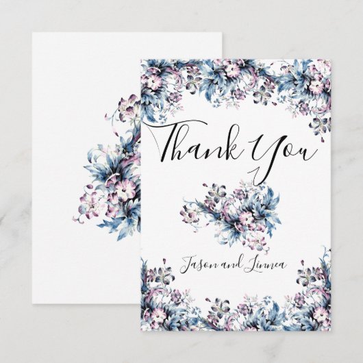 Victoriaans elegante bloemen in Artdeco-stijl Bedankkaart (Voorkant / Achterkant)