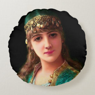 Victoriaans elegante boho bellydancer voor zigeune rond kussen