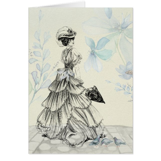  Victoriaans elegante dame in blauw (Voorkant)