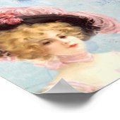 Victoriaans elegante dame in roze Pet Poster (Hoek)