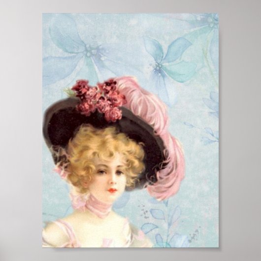  Victoriaans elegante dame in roze Pet Poster (Voorkant)