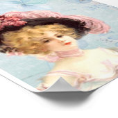  Victoriaans elegante dame in roze Pet Poster (Hoek)
