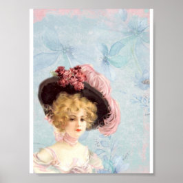 Victoriaans elegante dame in roze Pet Poster
