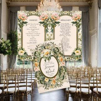 Victoriaans Elegante Gele Bloemen Huwelijksceremon