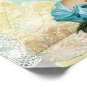  Victoriaans elegante Lady Blue Lace en Flowers Poster (Hoek)