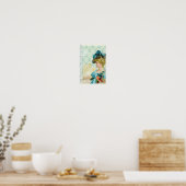  Victoriaans elegante Lady Blue Lace en Flowers Poster (Keuken)