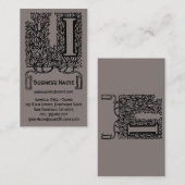  Victoriaans elegante monogram letter I Visitekaartje (Voorkant / Achterkant)