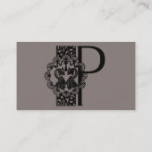 Victoriaans elegante monogram letter P Visitekaartje (Achterkant)