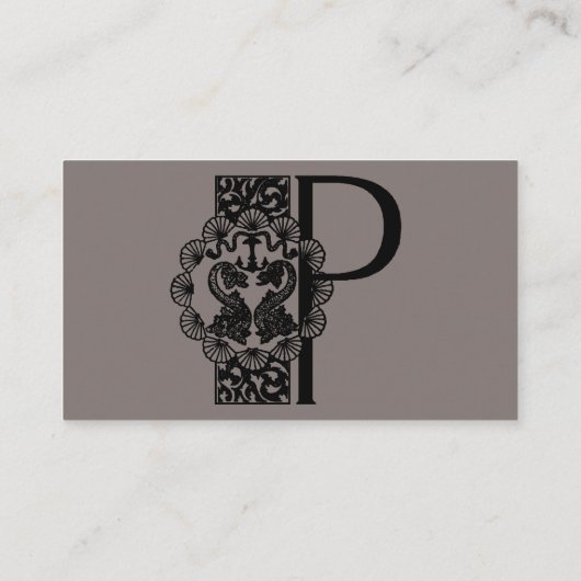  Victoriaans elegante monogram letter P Visitekaartje (Achterkant)