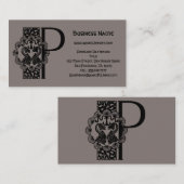 Victoriaans elegante monogram letter P Visitekaartje (Voorkant / Achterkant)