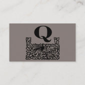  Victoriaans elegante monogram letter Q Visitekaartje (Achterkant)