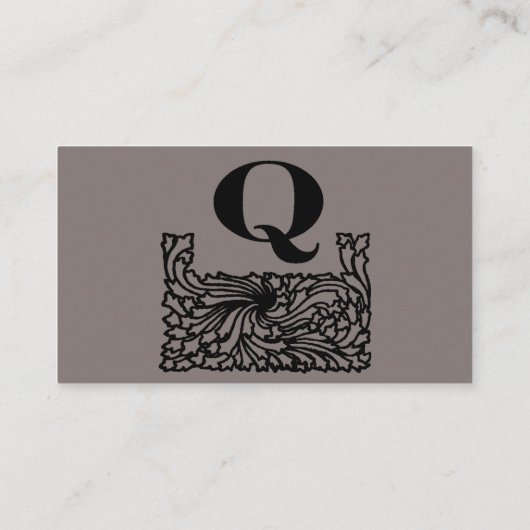  Victoriaans elegante monogram letter Q Visitekaartje (Achterkant)