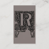  Victoriaans elegante monogram letter R Visitekaartje (Achterkant)