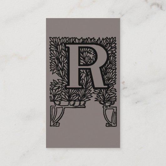  Victoriaans elegante monogram letter R Visitekaartje (Achterkant)