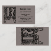  Victoriaans elegante monogram letter R Visitekaartje (Voorkant / Achterkant)