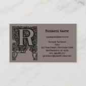  Victoriaans elegante monogram letter R Visitekaartje (Voorkant)