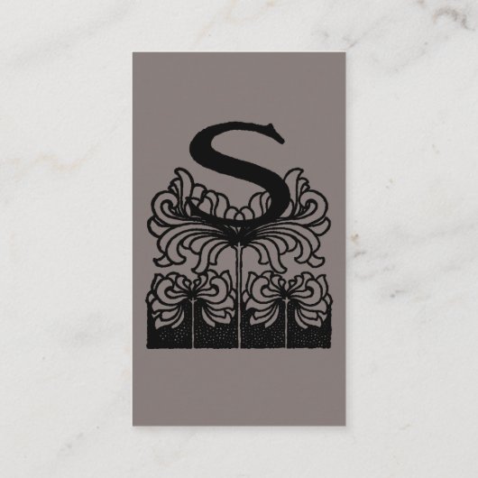  Victoriaans elegante monogram letter S Visitekaartje (Achterkant)